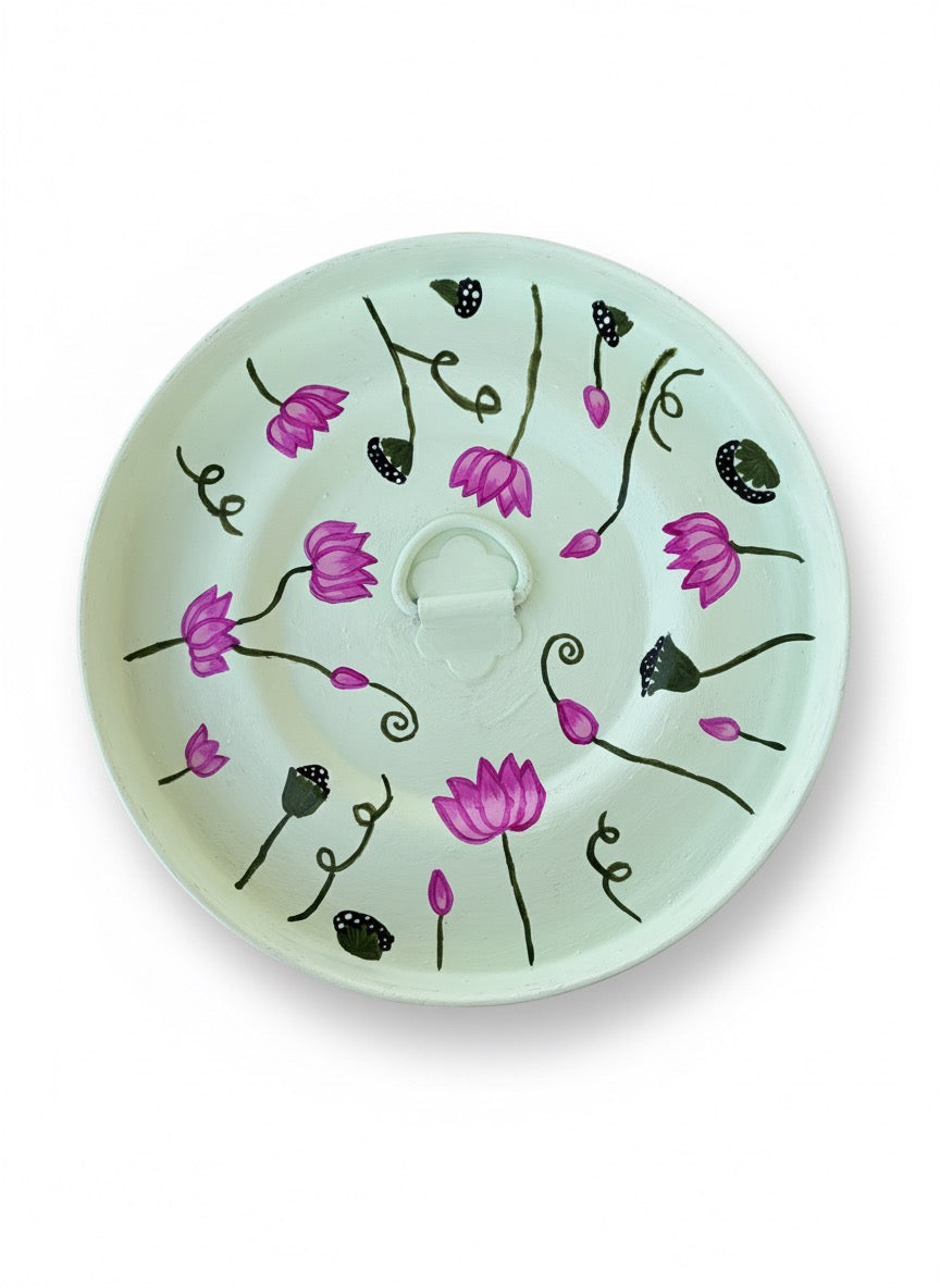 Handpainted Lotus Spice Box