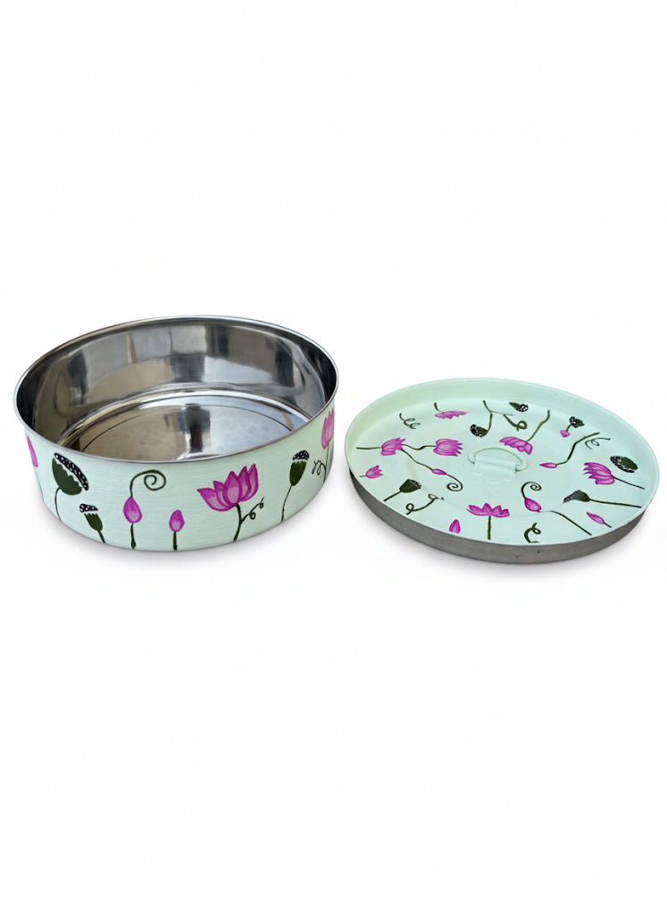 Handpainted Lotus Spice Box