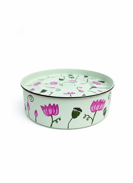 Handpainted Lotus Spice Box